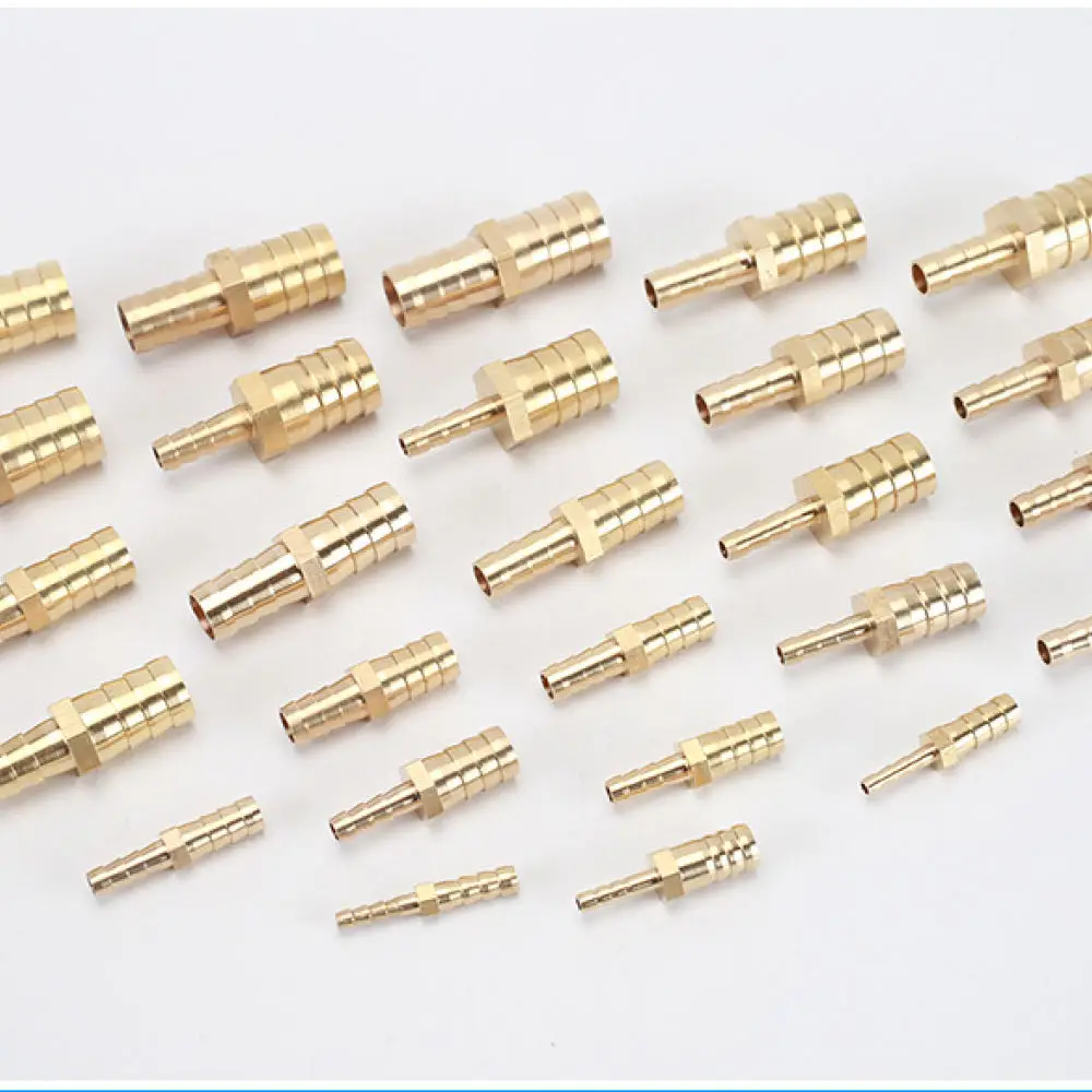 Copper Brass Barb Reducer Pipe Fitting Straight Hose Adaptor Durable Industrial Joint For Pneumatic Hydraulic Use