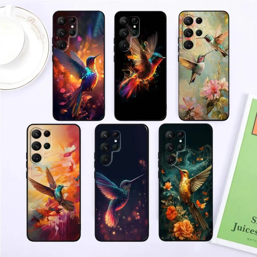 

Colorful Bird Hummingbird Phone Case For Samsung S25,S24,S23,22,21,Ultra,Pro,S10,S30Plus,20lite Black Cover