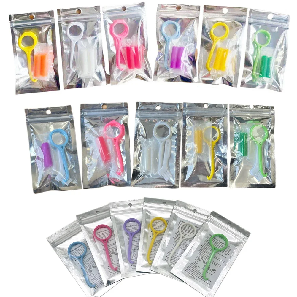 10/50/100Pcs Dental Brace Extractor Orthodontic Aligner Chewies 6 Fruit Scents Oral Teeth Aligner Removal Hook Tool Set 3 Types