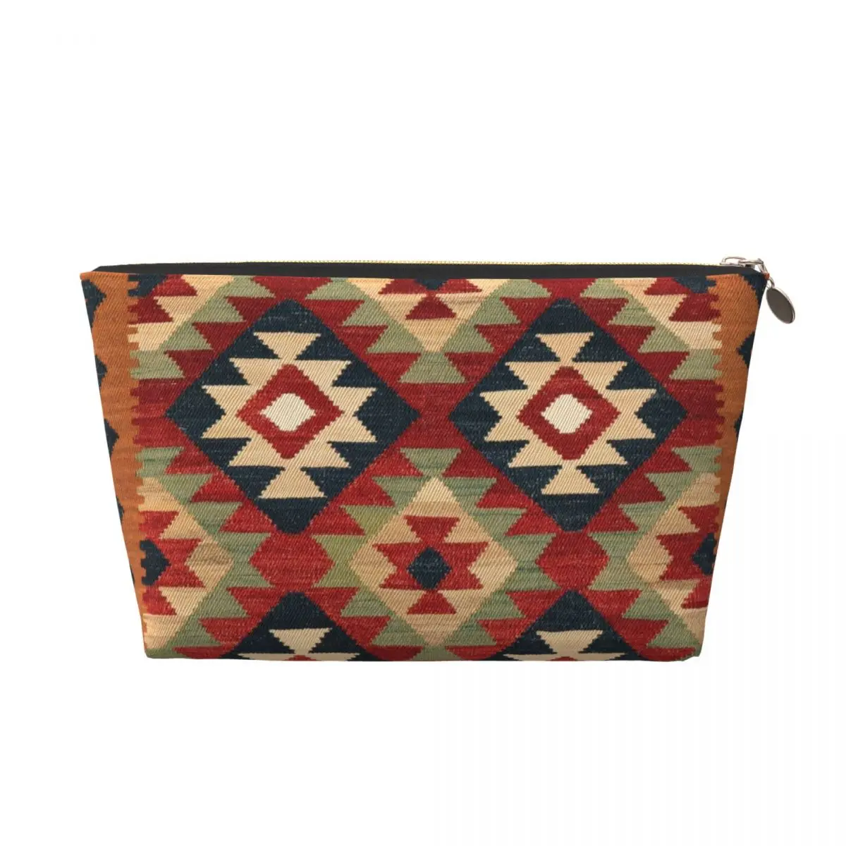 Custom Vintage Turkish Kilim Cosmetic Bag Bohemian Geometric Diamond Tribal Ethnic Art Makeup Case Beauty Storage Toiletry Bags