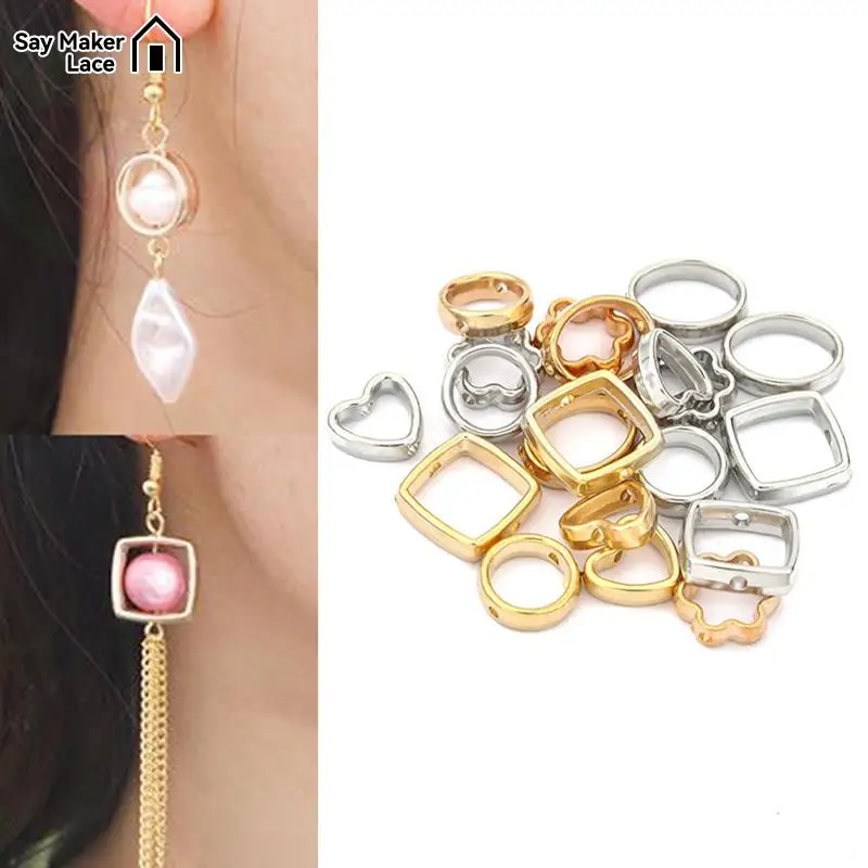 

50pcs/lot Two Hole Heart Flower Oval Circle Frame Beads Spacer Connectors for Diy Bracelet Earrings Pendants Jewelry Making