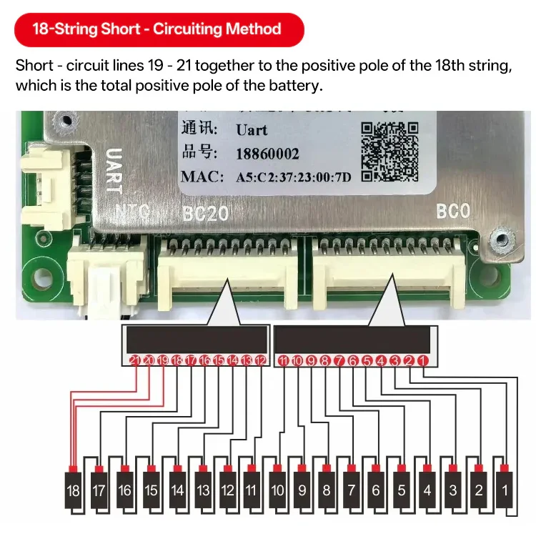 JBD BMS 40A 50A 60A 80A 8S~20S Bluetooth Smart BMS 8S 9S 10S 12S 13S 14S 15S 16S 17S 18S 20S LiFePO4 Li-Ionen BMS für E-Scooter – Detail 14
