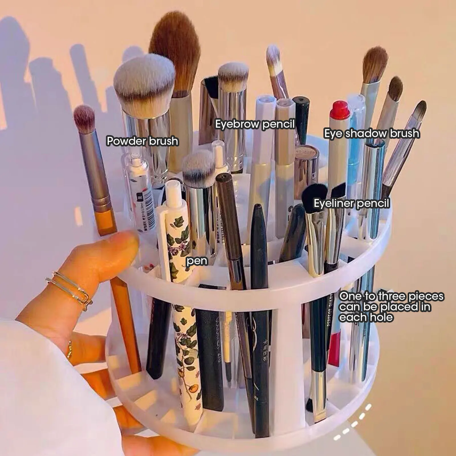 1 Stylish and Multifunctional Makeup Brush Holder with Large Capacity Air Drying Stand, Lightweight Storage Rack