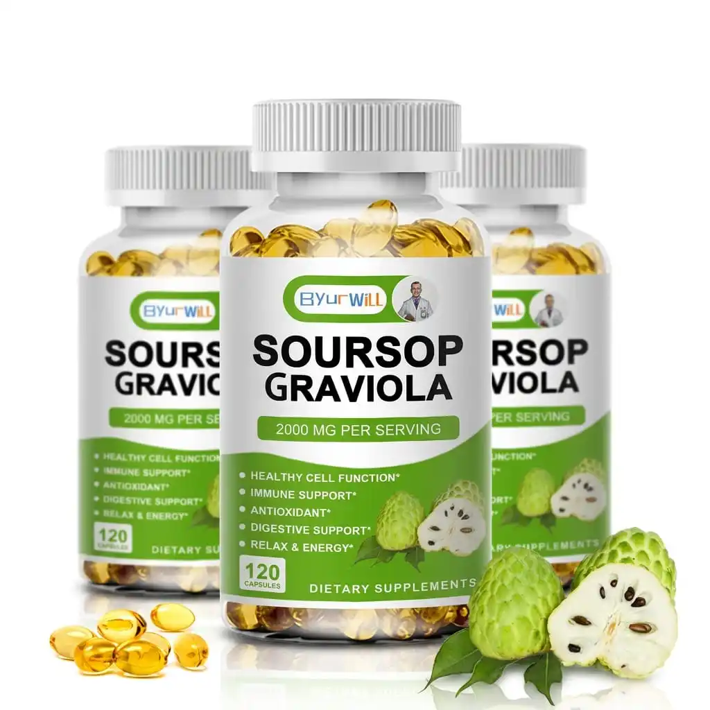 100% Natural Soursop Graviola Capsules, Immune Support Antioxidant, Supports Healthy Cell Function, Digestive Health Supplement