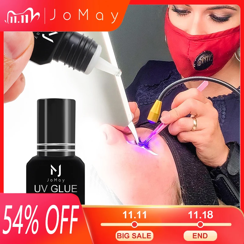 UV Eyelash Glue Waterproof Cosmetic Glue Eyelash Extension Products Dry Quickly 1 Second Lasting 100 Days UV Glue 5ml for Lash