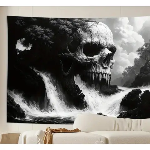 लिविंग रूम, बेडरूम, ऑफिस की सजावट के लिए खोपड़ी टेपेस्ट्री - पार्टी और घर के माहौल के लिए बिल्कुल सही रचनात्मक उपहार 8 best sales खोपड़ी टेपेस्ट्री - №5