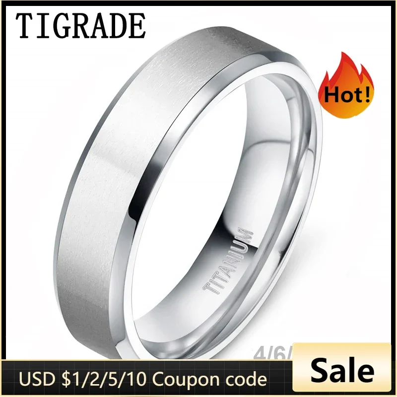 

Tigrade 4/6/8/10mm Silver Color Men's Titanium Ring Brushed Man Wedding Band Engagement Rings Male Jewelry Couple anel feminino