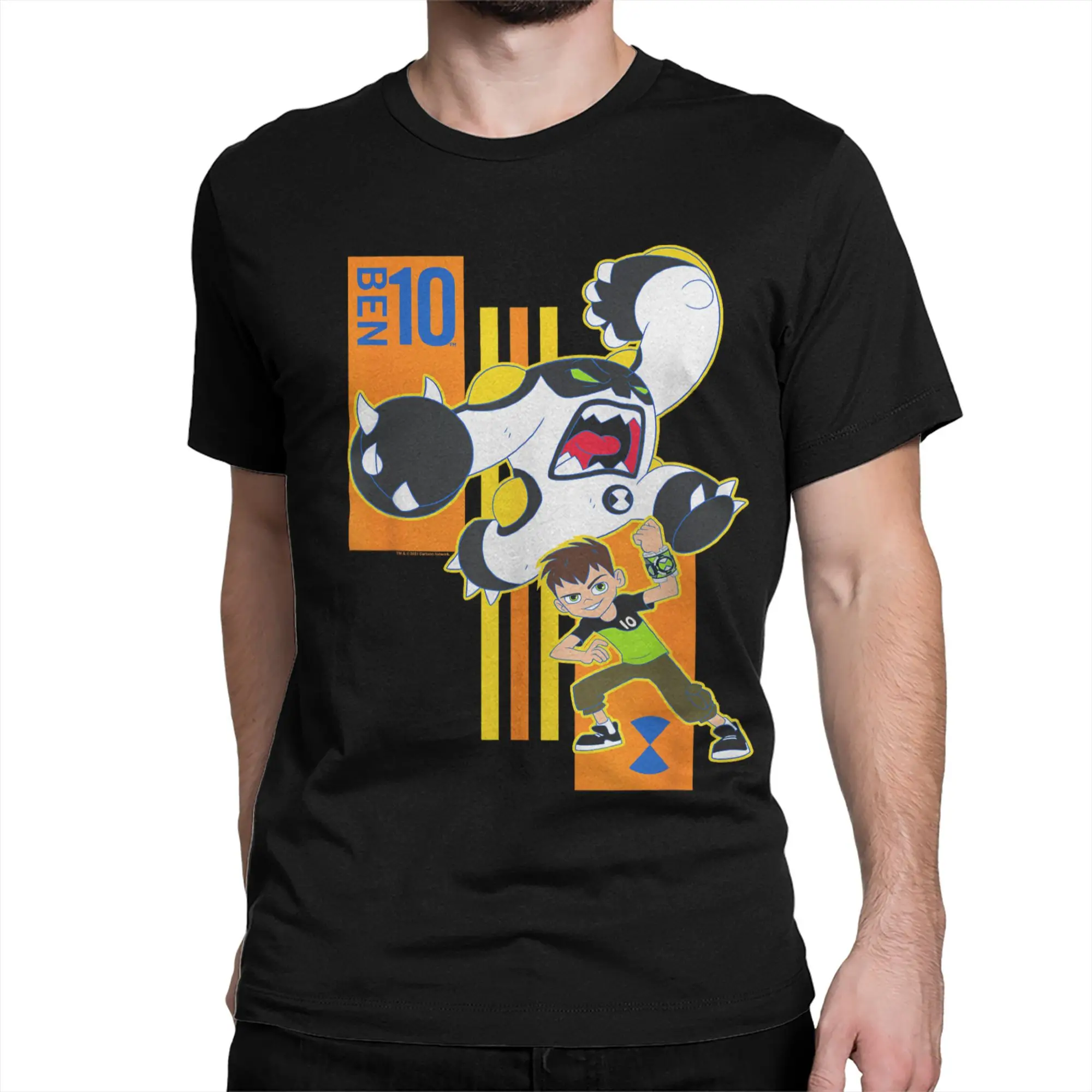 벤 10 외계인 애니메이션 티셔츠 남성용 재미 있은 코튼 티 셔츠 오 넥 반팔 티셔츠 생일 선물 옷