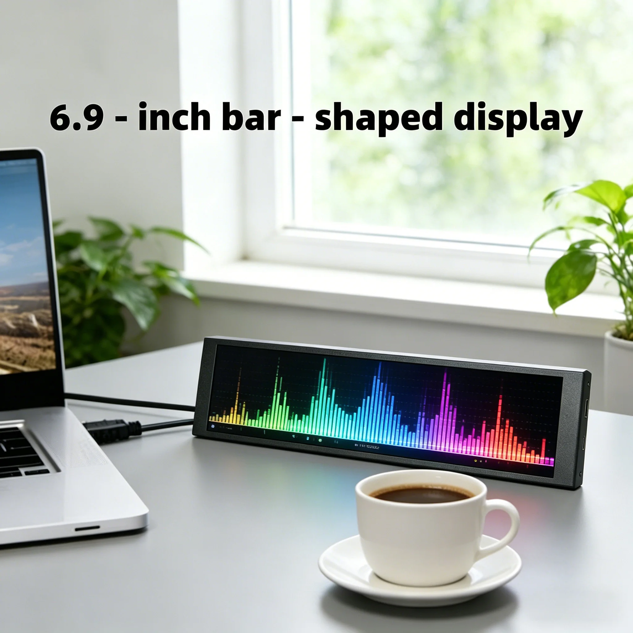 LESOWN 6.9 7.9 8.8 11.3 Inch Compact Portable Travel Monitor Stretched Strip Display External Second Screen for Music Spectrum