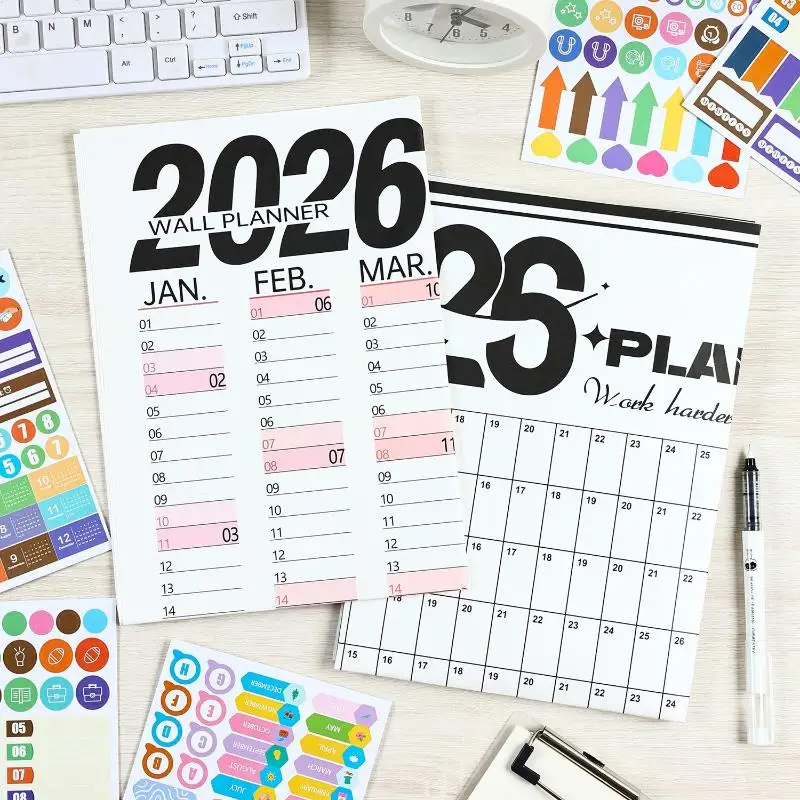 2026 Wall Calendar Blank Gird Memo Daily Planner Simple Room Decoration Single Schedule Sheet Annual Wall Hanging Calendar