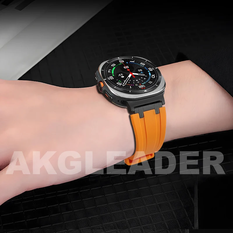 AKGLEADER  for Samsung Galaxy Watch Ultra Bands 47mm for Men Sport Band AP Designed Silicone Rubber Strap butterfly buckle