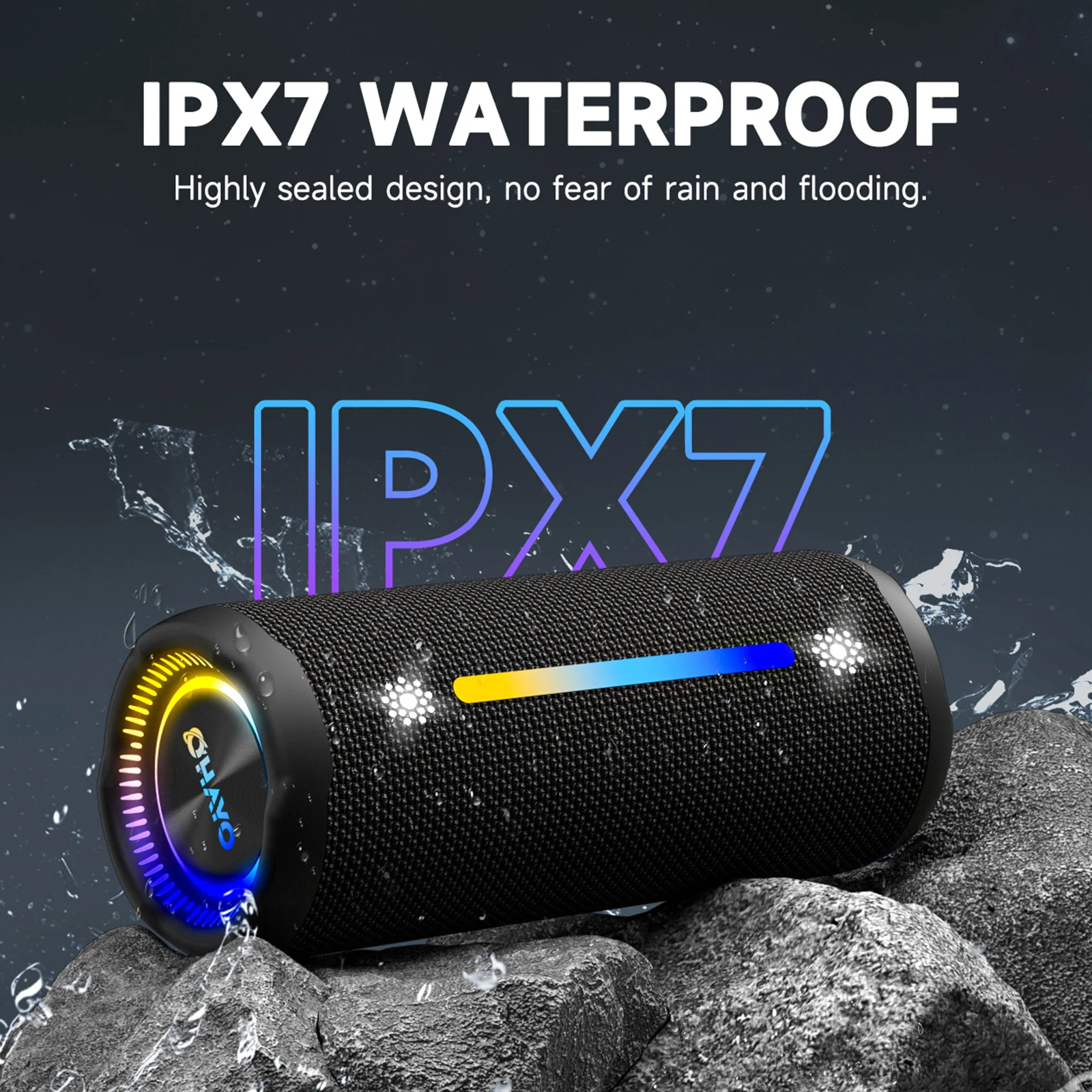 โอไฮโย เอ็กซ์ 10 แม็กซ์ลำโพงบลูทูธแบบพกพา - กันน้ำระดับ IPX7, การจับคู่สเตอริโอไร้สาย, เวลาเล่น 25 ชั่วโมง, เสียงดัง 24 วัตต์, 25 วัตต์