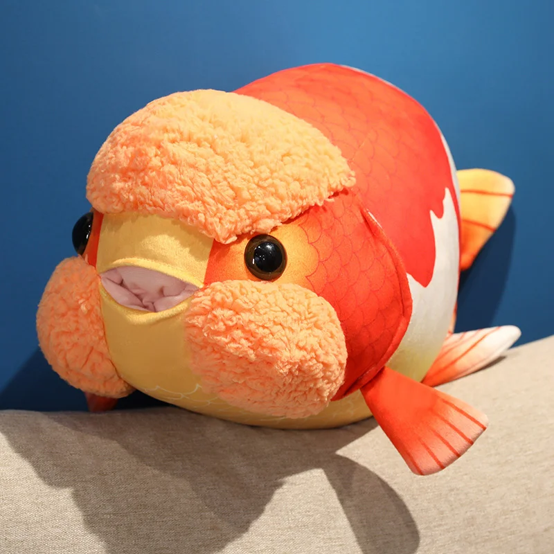 

50cm Simulation Fish Plush Stuffed Toy Lifelike Goldfish Big Head Soft Pillow for Zoo Park Souvenir Lovely Lan Shou Animal Plus