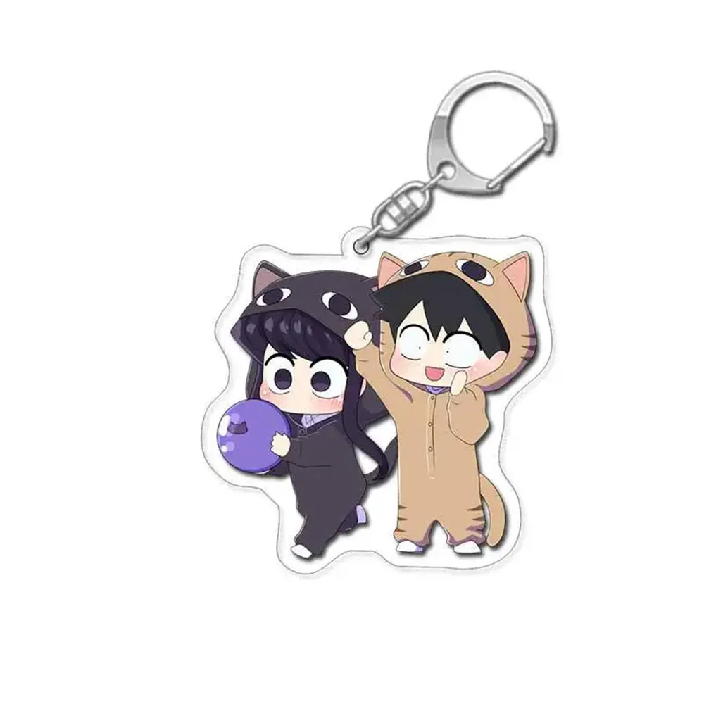 6CM Cute Anime Keychain Komi San Wa Komyushou Desu Women Komi Shouko Tadano Hitohito Key Chain Man Acrylic Accesories Kawaii