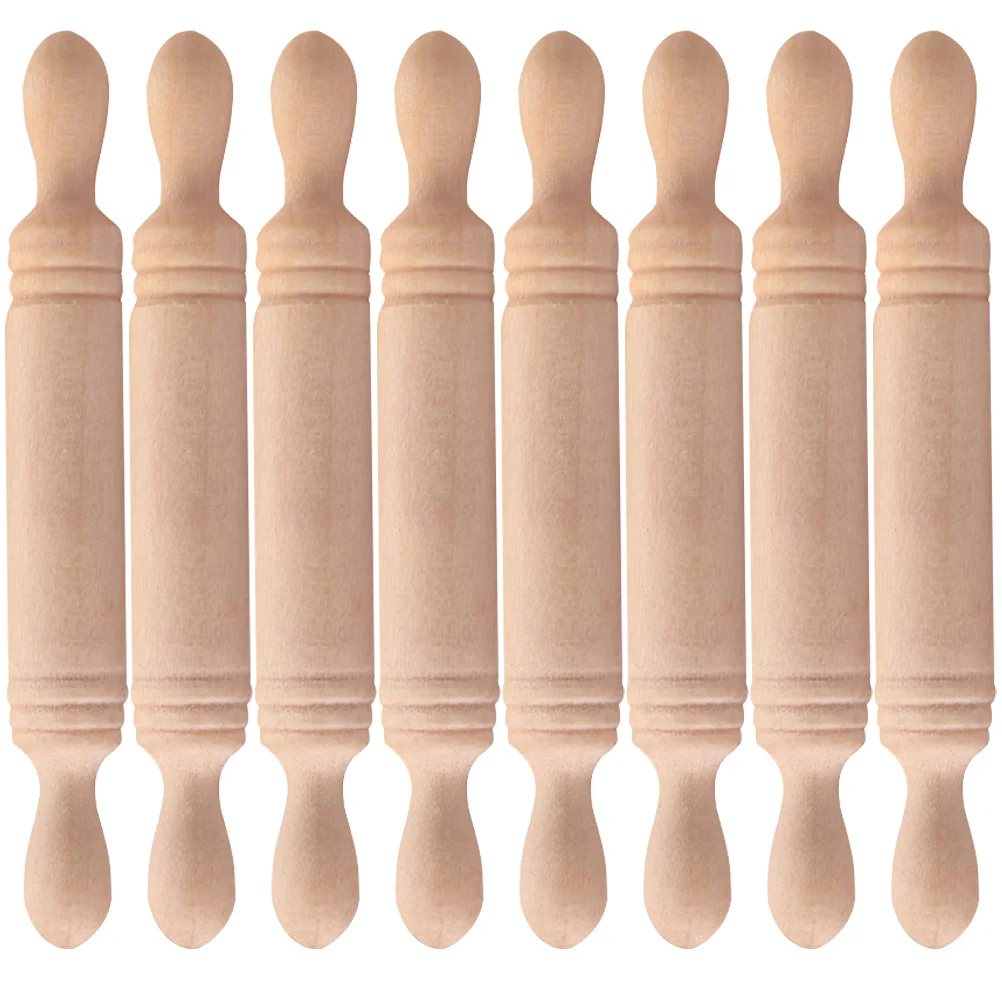 8 Pcs Rolling Pin Toy Tiny Prop Wooden Micro Landscaping Roller Mini Stick Small Child Craft Simulated