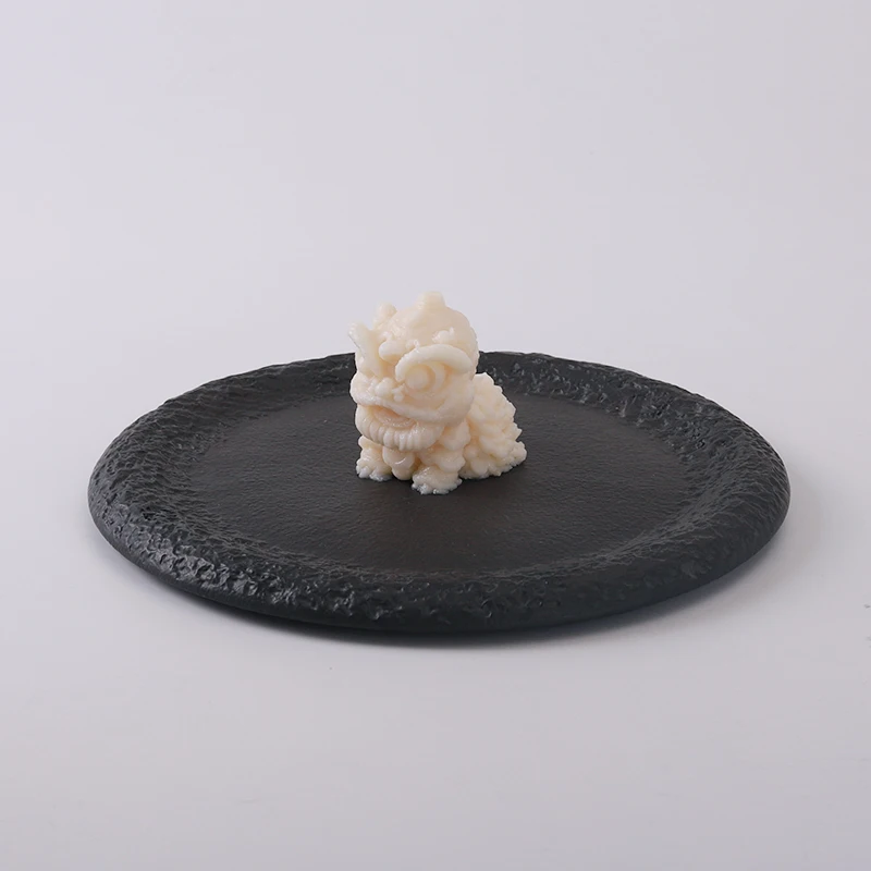 

Creative Black Ceramic Western Food Beef Steak Pan Characteristic Hotel Restaurant Retro Tableware Japanese Dessert Cake Plate