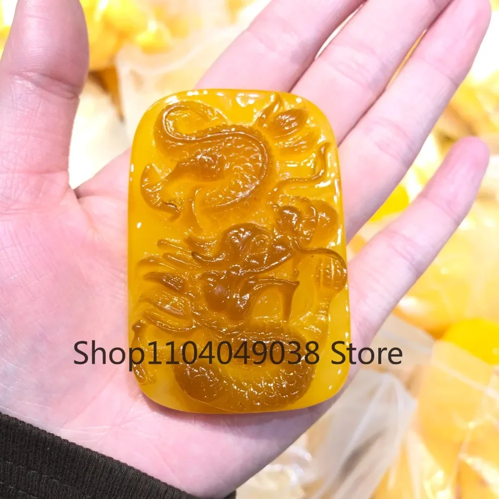 

Beeswax Amber Chicken Oil Yellow Zodiac Dragon Peony Flower Koi Lotus Flower Pixiu Pendant Natural Exquisite Fashion Fine Jewelr