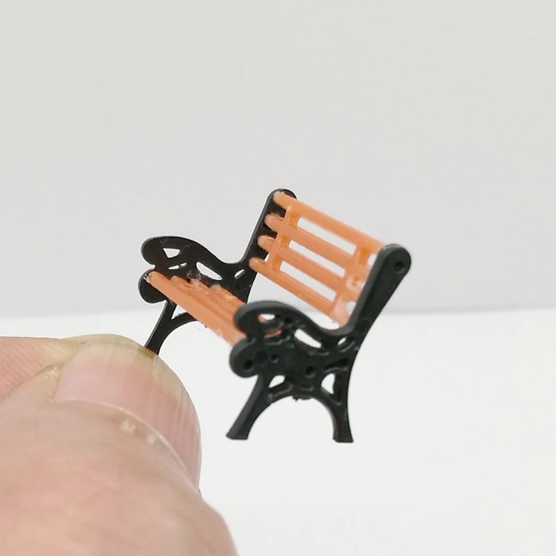 HO – banc de parc Miniature échelle 1:87, modèle de chaise de jardin de Village Miniature, simulation d'architecture de rue, accessoire de disposition de paysage