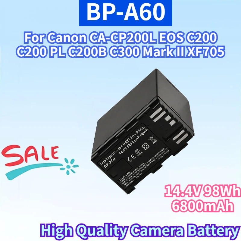 

BP-A60 14.4V 98Wh 6800mAh Replacement Battery for Canon CA-CP200L EOS C200 C200 PL C200B C300 Mark II XF705 Replacement Battery