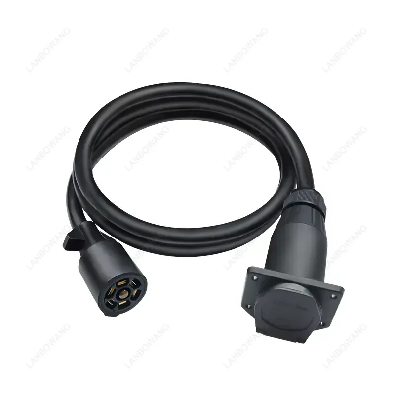 Custom 7-Pin RV Trailer Connector, Waterproof Expansion Plug Adapter with Power Cord for Caravan Trailer