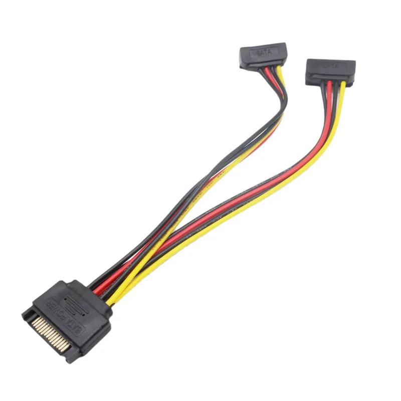 Z 5x SATA 15 Pin Male to 2x SATA Right Angle Female Power Splitter Adapter Cable