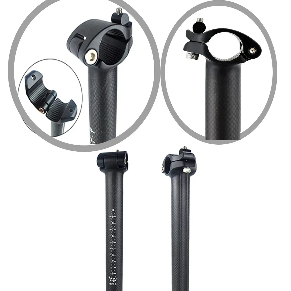 Full Carbon Fiber Folding Bicycle Adjustable Extension Stem Quick Release Head Tube for Handlebar 25.4mm Quick Release Tube