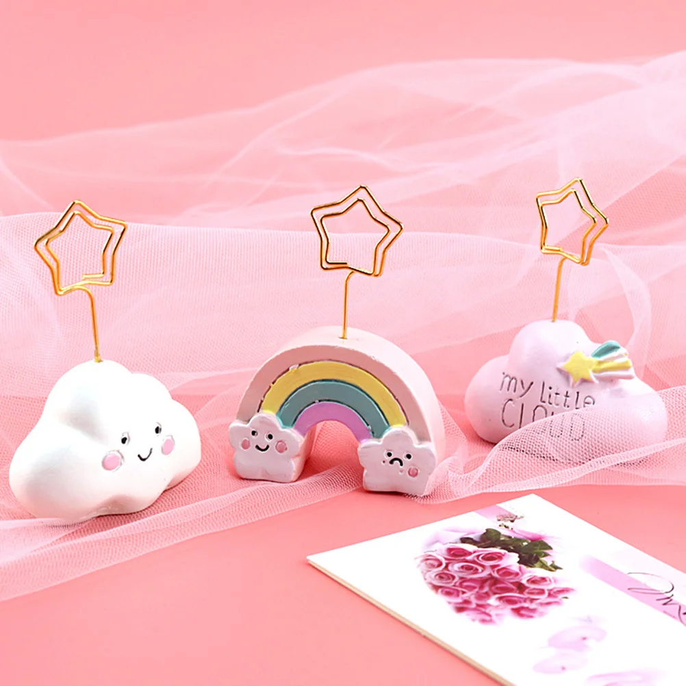 

3Pcs Cartoon Note Holder Resin Message Organizer Desktop Table Stand Photo Clip Christmas Birthday Party Decoration