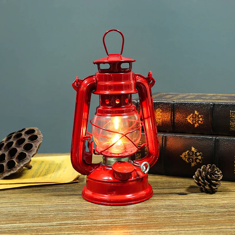 19cm Retro Outdoor Camping Kerosene Lamp Oil Light Lantern Style Decor Multifunction Iron Camping Lamp Mediterranean Style Decor