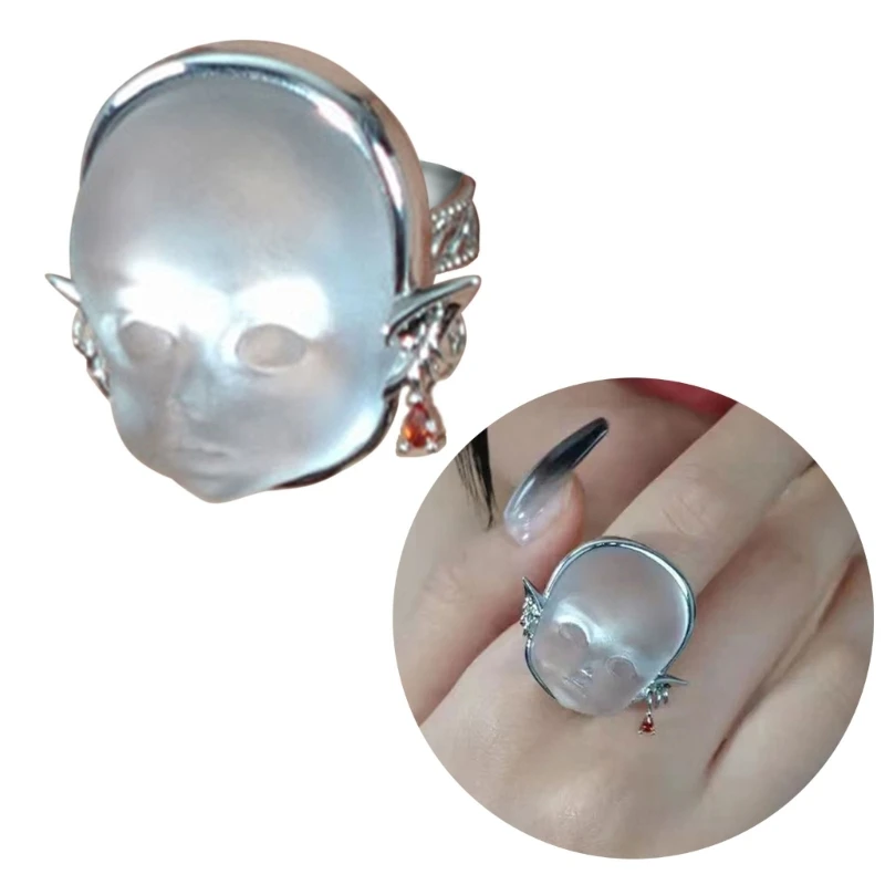 Baby Face Shape Ring incontri Rings Baby Face Elf Ghost Ring anelli aperti anelli regolabili per le dita regalo di gioielli di Halloween per le donne