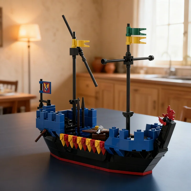 Набор строительных блоков MOC «Морской змей»: Флагманский замок Черных рыцарей, 203 детали. Архитектурная модель. Рождественский подарок. Идея для игрушки. Образовательный конструктор DIY.