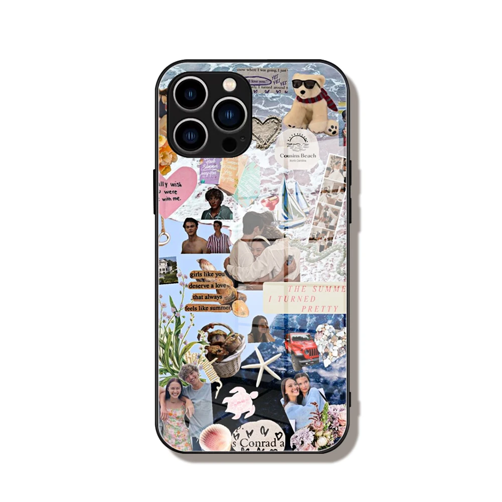 For Iphone 14 The Summer I Turned Pretty Phone Case Glass for IPhone 13 14 12 11Pro XR XS MAX 14 Plus SE Pro Design Glass Cover