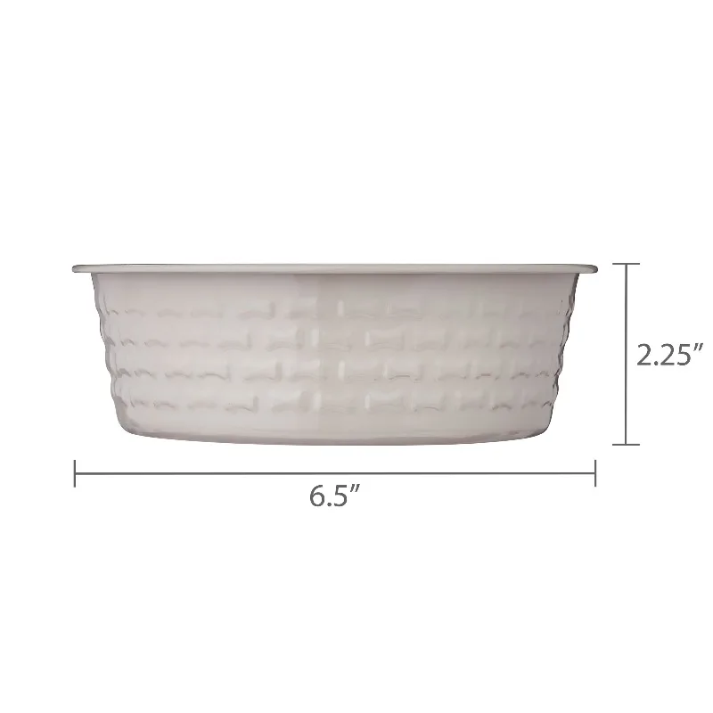 Medium Stainless Steel Embossed Dog Bowl, Off-White Bones