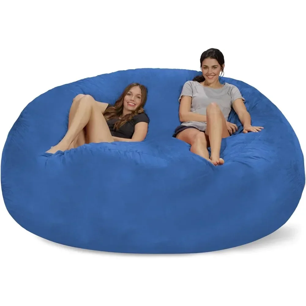 Bean Bag Chair: Giant 8' Memory Foam Furniture Bean Bag - Big Sofa With Soft Micro Fiber Cover - Royal Blue Puffs Armchairs Poof