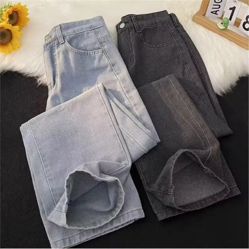 

Wear-Resistant Casual Work Jeans Men's Summer High Street Loose Straight Leg Denim Pants Anti-Dirt Youth Trend Loose Fit