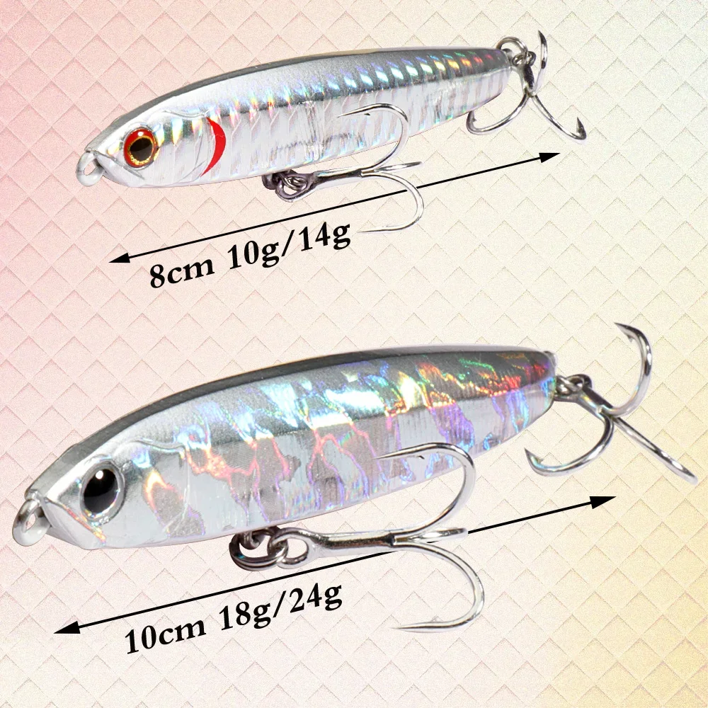 Sinking Pencil Bait 10g 14g 18g 24g 8cm 10cm Minnow Fishing Hook Metal Jig Wobbler Plopper Casting Popper  Swimbait Pesca Lure