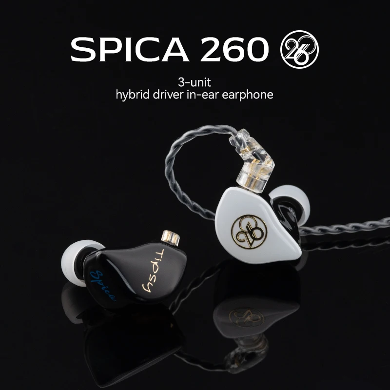 Tipsy Spica 260 1DD+2BA IEMs HIFI Best in-ear Wired Earphone PET Hybri Drivers Monitor Headphone for Band Singer Singer Live