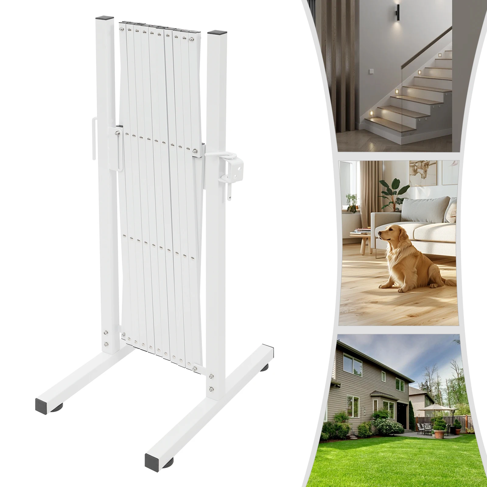 Expandable Safety Barrier Gate Portable Folding Safety Barrier for Stairs Doorways Home Pet Kids Protection