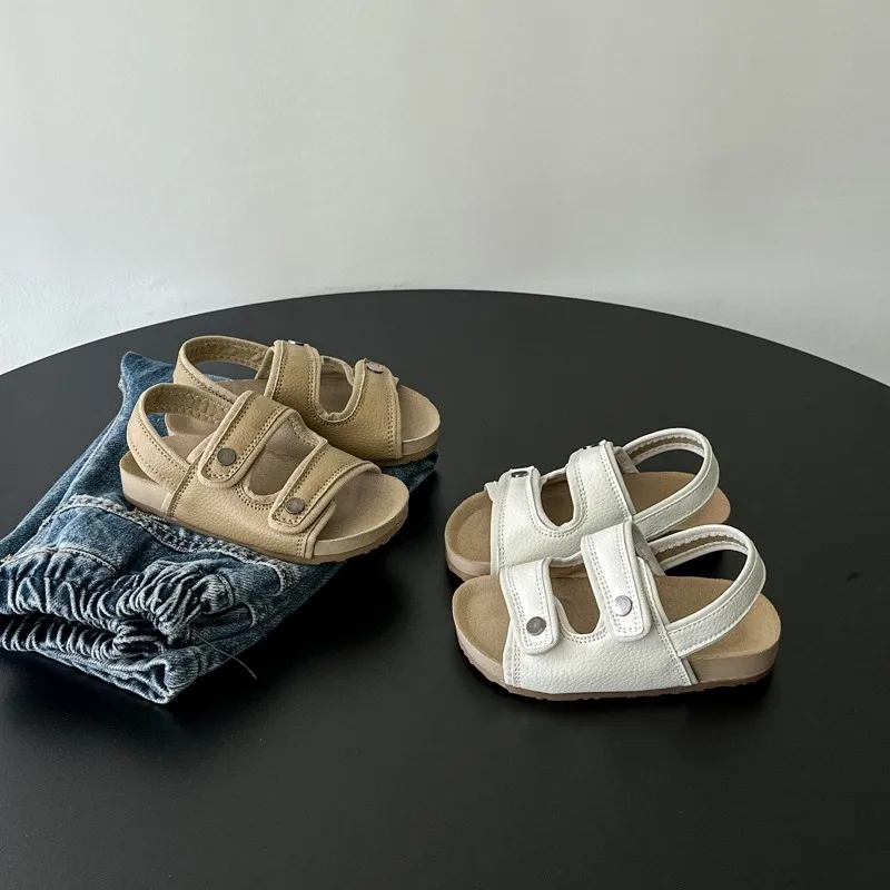 Children Girls Boys Cork Sandals Non-slip Kids Girls Boys Beach Shoes Comfortable 2025 Summer Students Sandals Kids Casual Shoes