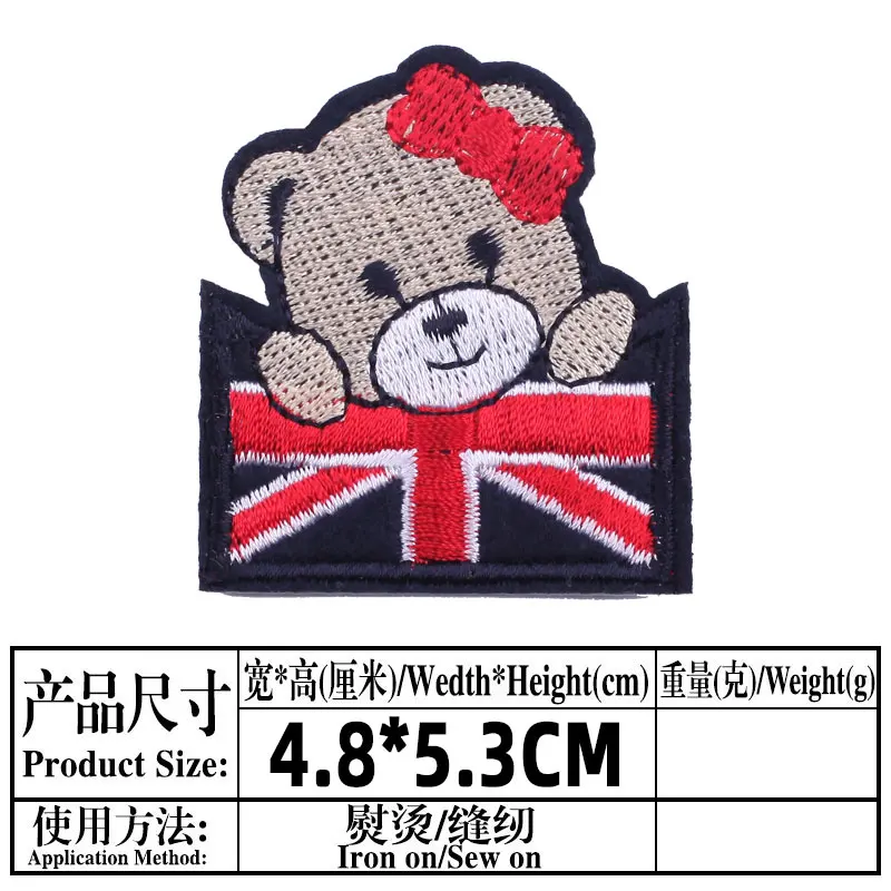 Korean Uk Flagt Embroidered Patches Clothing Thermoadhesive Patches Fusible Patch on Clothes Music Alphabet Badges Sewing Cheap