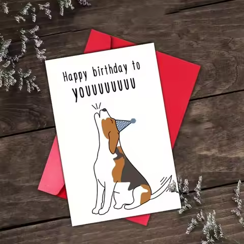 Funny Birthday Card Creative Greeting Card with Birthday Puppy Picture, Perfect Gift for Family, Friends, Colleagues.