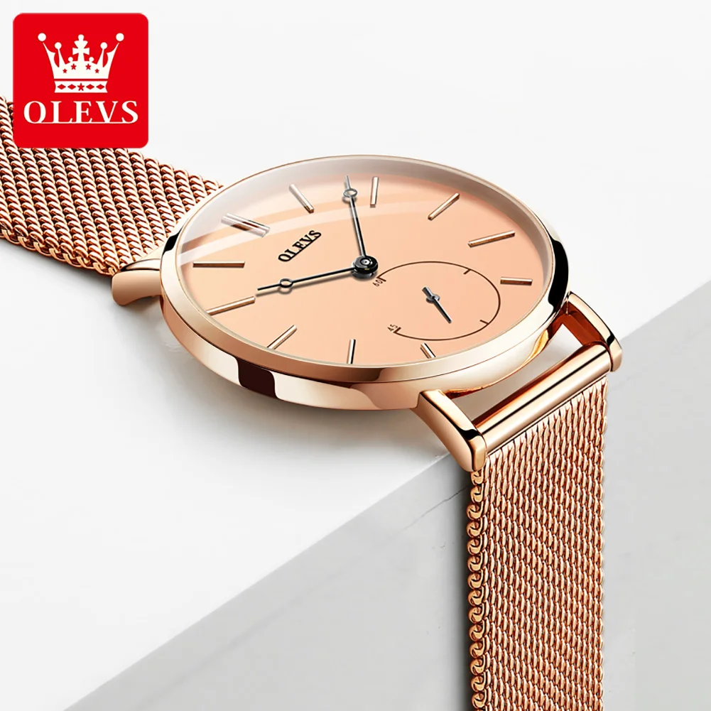 OLEVS Fashion Simple Style Women Watches Rose Gold Ladies Top Brand Luxury Waterproof Quartz Watch Women Wear Gift Clock New