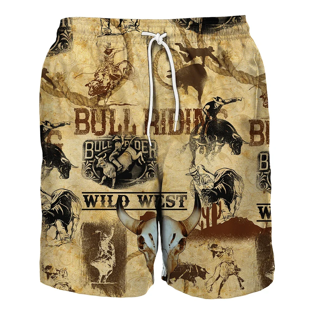 

Брендовые шорты CLOOCL Wild West Bull Riding с 3D принтом, пляжные шорты для мужчин и женщин, уличная мода, стильные летние повседневные шорты