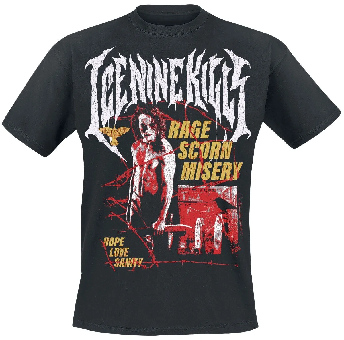 Ice Nine Kills The Crow Inspired Unisex T-shirt Rage Scorn Misery Print Horror Metal Casual Tee