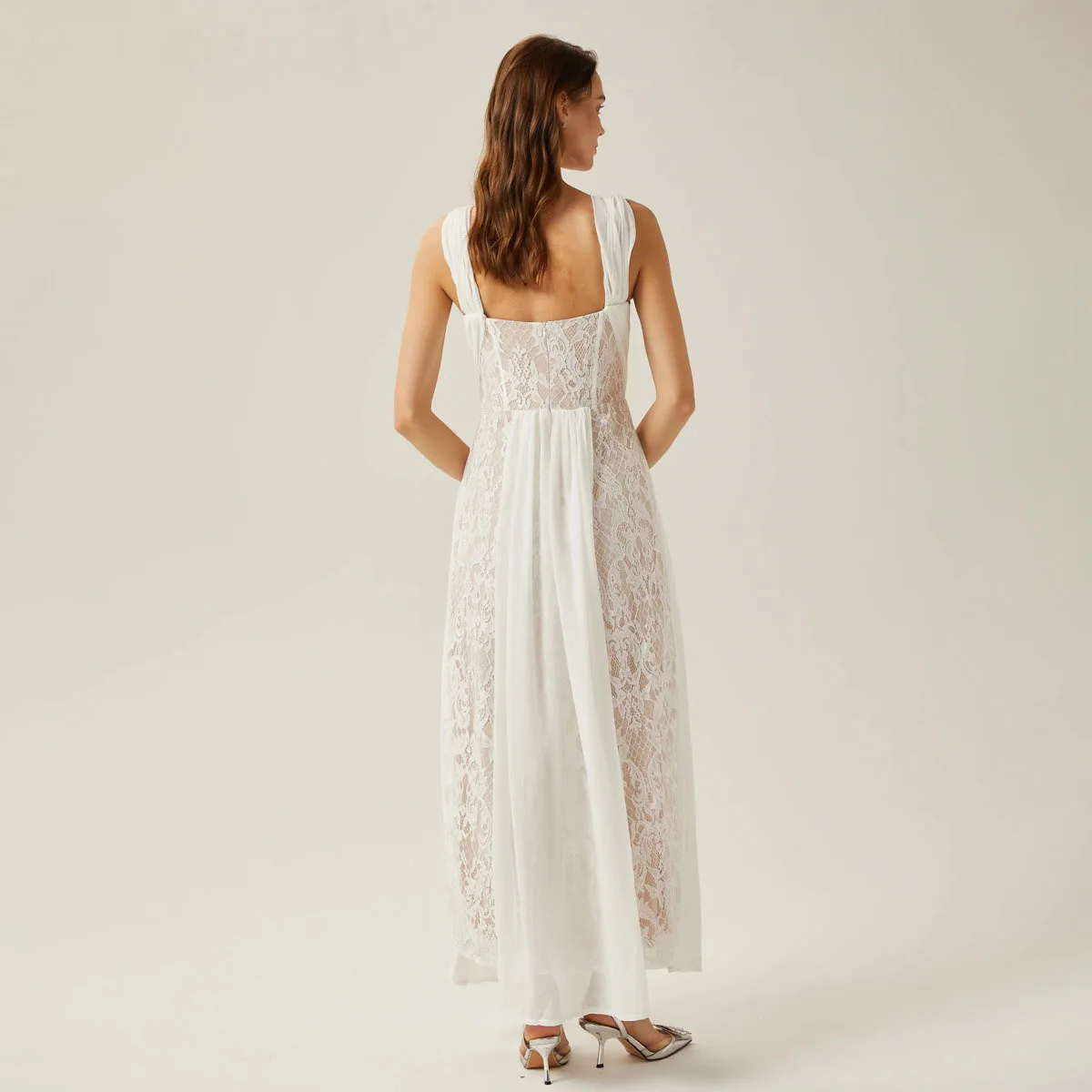 KWTX 2026 Summer Women’s Elegant Strapless Bandeau Lace Patchwork Cut-out Dress Designer for Evening Party Office Street Style