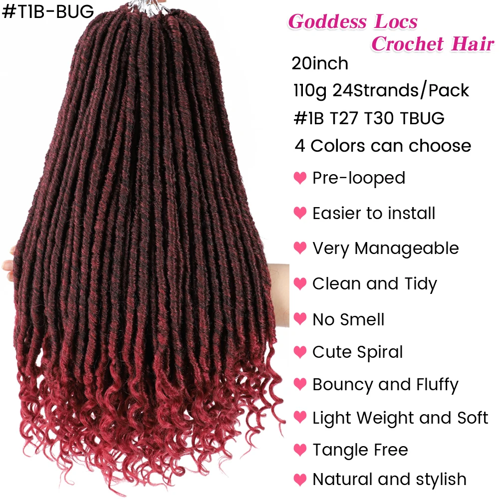 Long Curly Faux Locs Crochet Hair Soft Goddess Locs Crochet Braids Hair for Black Women Girls Synthetic Braiding Hair Extensions
