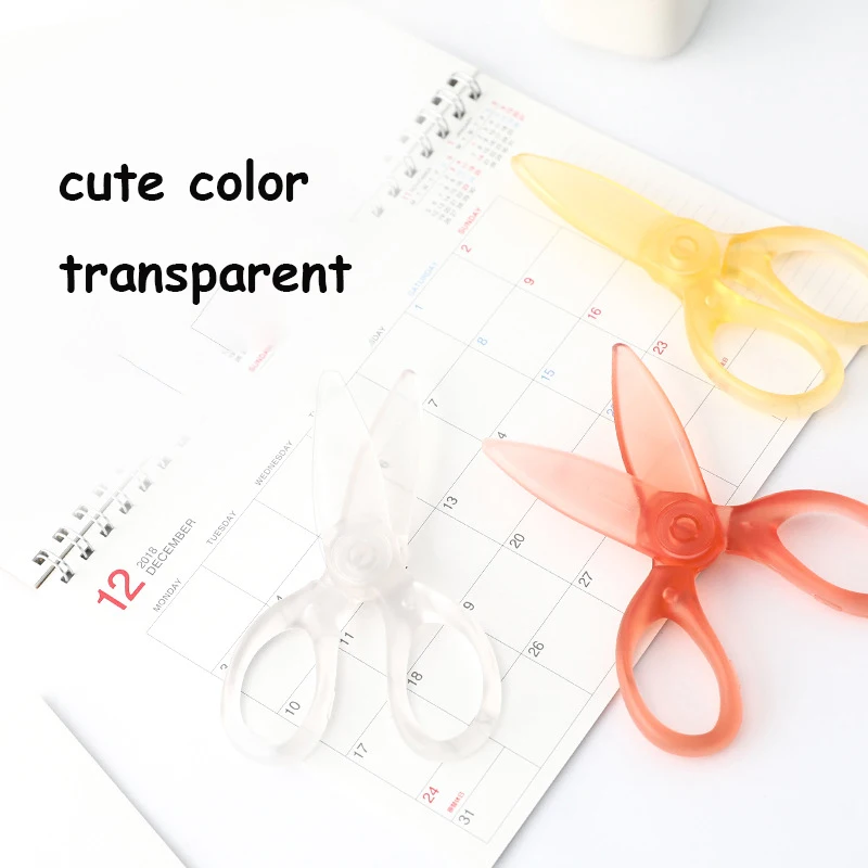 Macaron Color Transparent Resin Student Scissors Children's Handmade Paper-cut Scissors Safe Design for Safe Use