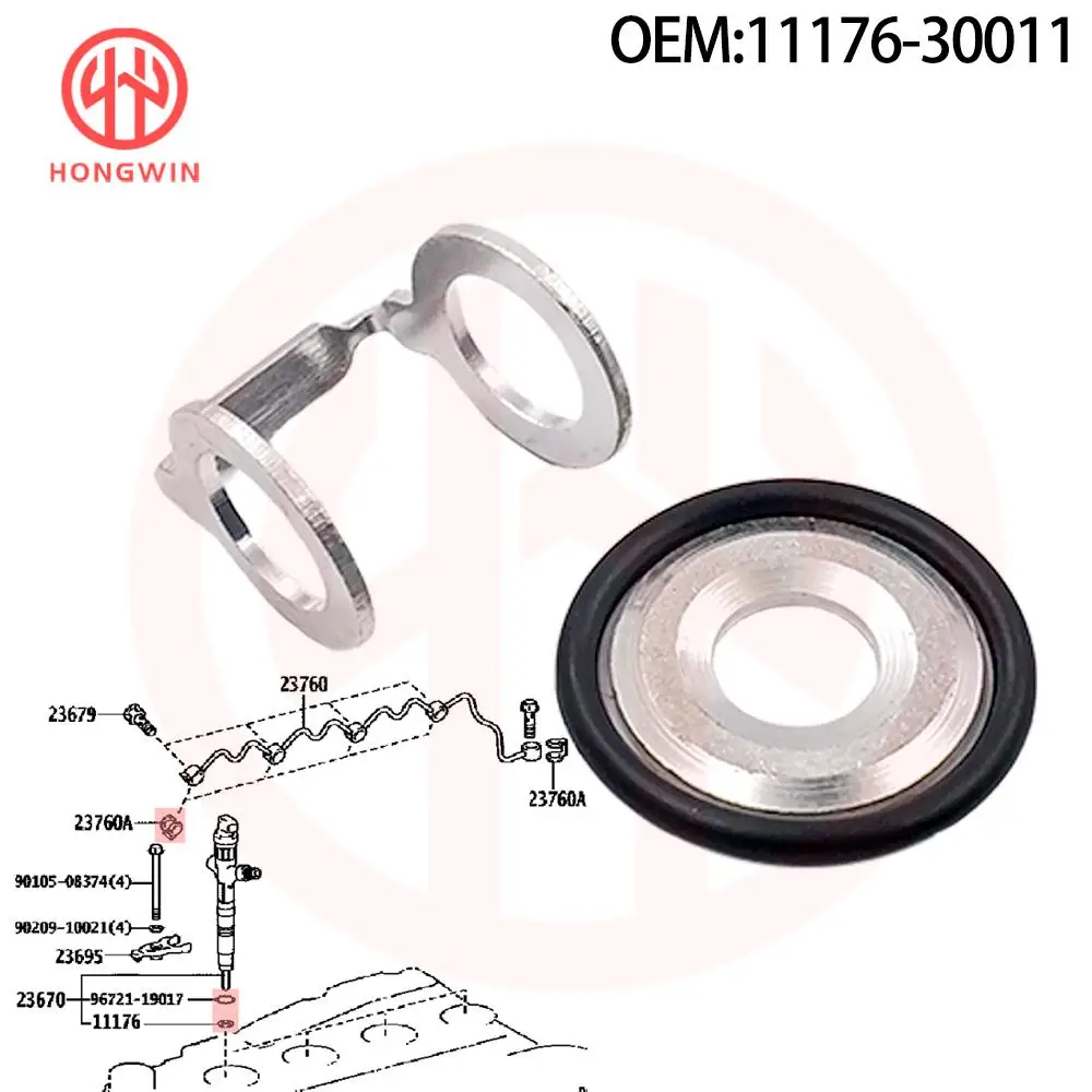Fuel Injector Seal 11176-30011 For Toyota Land Cruiser Prado Hilux III 23256-30010 96721-19017 11176-30010 90904-30008