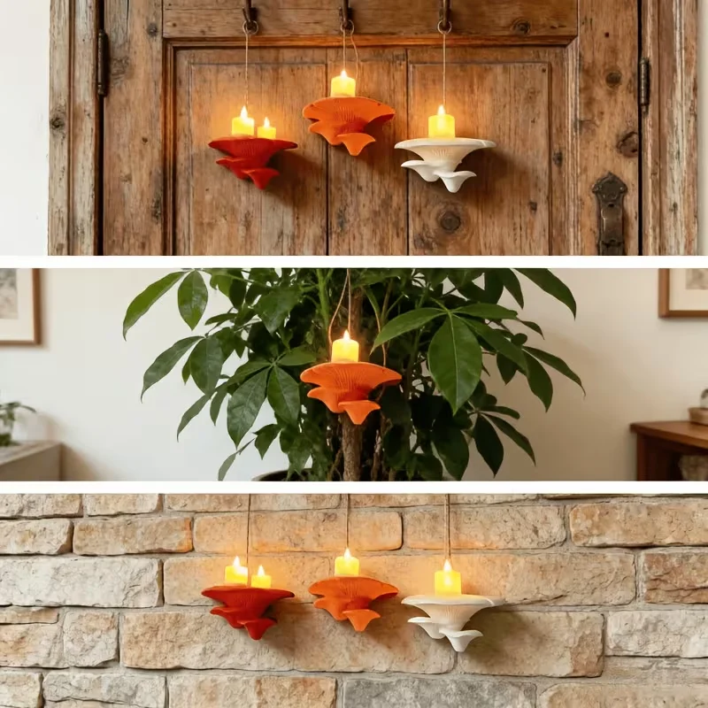 Cute Mushroom-Shaped Three-Tier Floating Wall Shelf Eco-Friendly Space-Saving Wall Display Rack for Living Room Bedroom