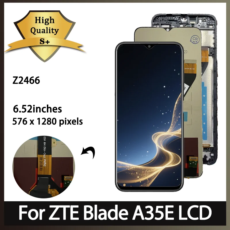 6.52 "ips lcd para zte lâmina a35e a35e display lcd painel da tela de toque digitador assembléia z2466 display com quadro