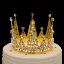 ZANLLOY Cake Baking Tiara Children Birthday Kids Whole Circle Round Crown Bridal Jewelry Wedding Pearl Cake Decoration